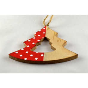 Y790 - Tree Shaped Wooden Decoration with Loop (1 Piece)-8cm x 8cm-35 Red-1 Piece