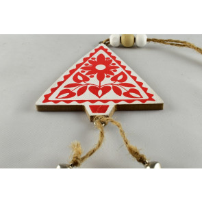 Y791 - Wooden Multi Coloured Tree with Loop (1 Piece)-9cm x 7.5cm-01 White & Red-1 Piece
