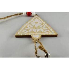Y792 - Wooden Multi Coloured Tree with Loop (1 Piece)-9cm x 7.5cm-54 Beige & White-1 Piece
