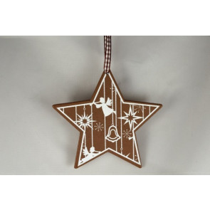 Y796 - Wooden Christmas Star Decorations (1 Piece)-125mm x 125mm-57 Brown-1 Piece