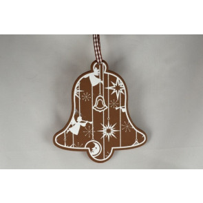 Y797 - Wooden Christmas Bell Decoration (1 Piece)-120mm x 110mm-57 Brown-1 Piece