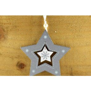 Y801 - Decorative Stars with Inner Rotating Star & Attached Loop (1 Piece)-9cm x 9cm-85 Silver-1 Piece