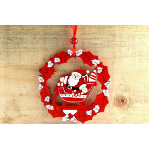 Y802 - Santa & Sleigh Decorative Hanging Decoration (1 Piece)-8cm x 8.5cm-35 Red-1 Piece
