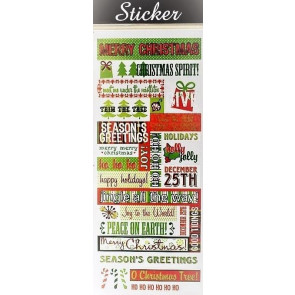 Y804 - Red & Green Merry Christmas Sticker Selection-28 Multi