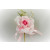 33014 - Delicate Pink rose floral arrangement with satin and organza bow and other embellishments.  Height  18cms ,  Width 17cms  (approx) 